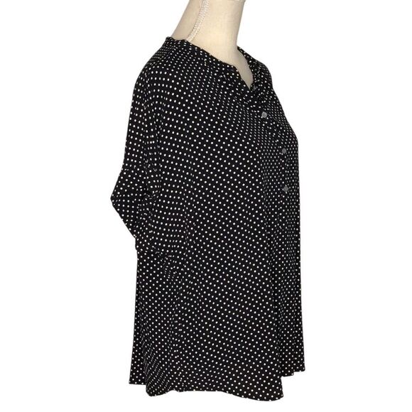 J Crew Women’s Blouse Short Sleeve Half Botton Black/White Polka Dots Size Large - Picture 3 of 9